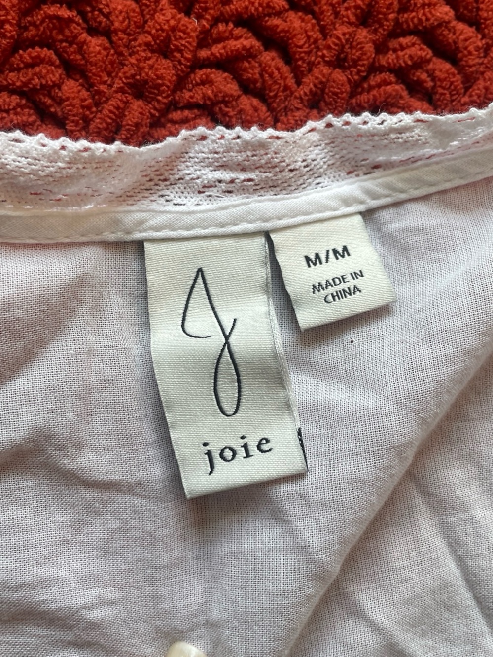 Joie Boho Cottagecore Coquette White Embroidered Tie-Front Cotton Blouse Size S - Picture 5 of 7